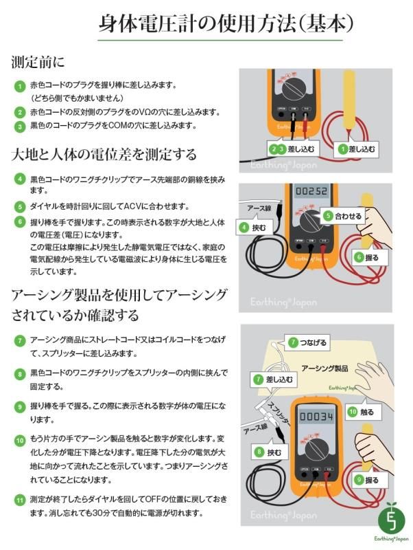 【メーカー直送】身体電圧計★アーシング確認に！体表面の電位を測定 アーシングを知るなら必須アイテム