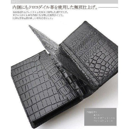 【メーカー直送】最高級 クロコダイル革 長財布★鰐革 無双タイプ 総マチ付き 中ベラ付き シンプルロングウォレット