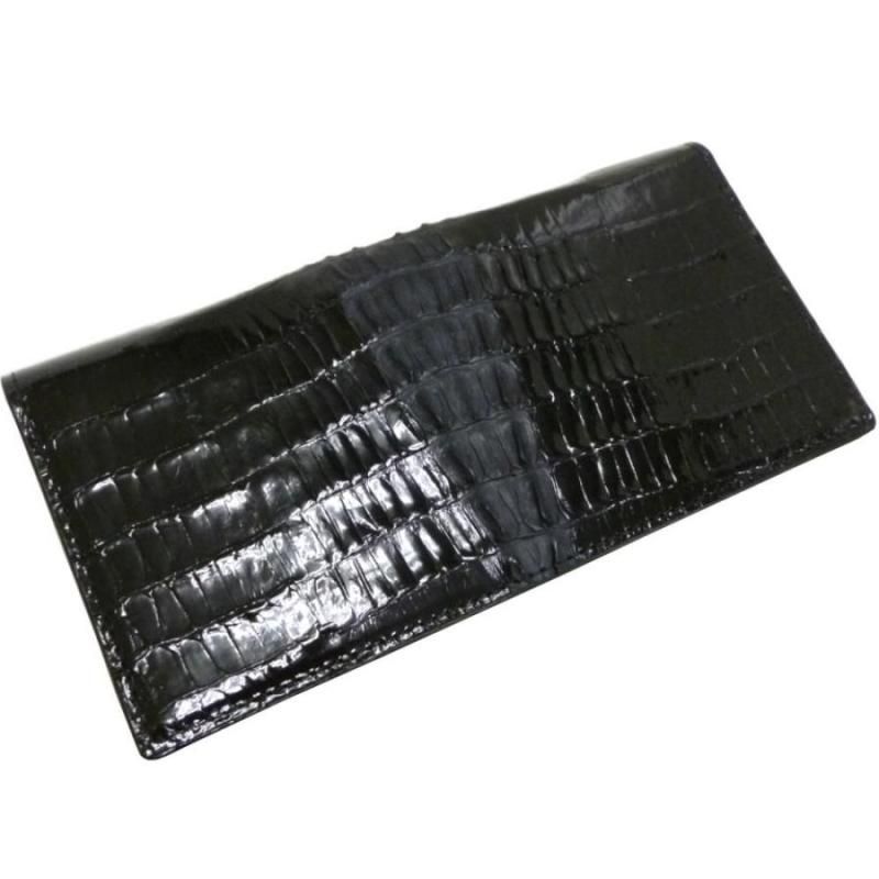 【お取り寄せ★納期 最長 約2週間】クロコダイル 長財布★メンズ ワニ革 カイマン 背鰐T102ブラック Santa Maria サンタマリア製 金運アップ