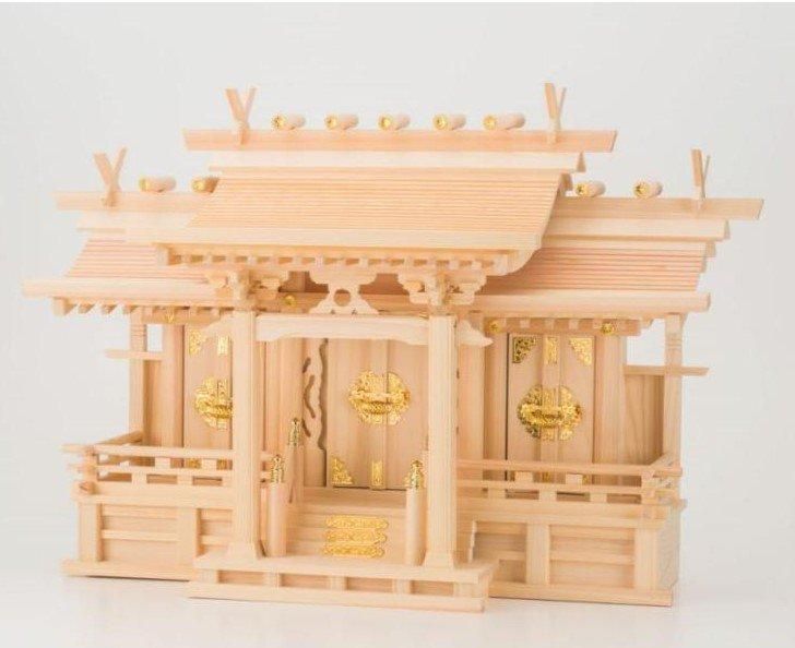 【お取り寄せ★納期 最長 約2週間】屋根違い三社 大 桧 神具 神事用品★神具 神事用品 推し神棚 推し活 コレクションラック ディスプレイ 飾り棚 収納 オタ活