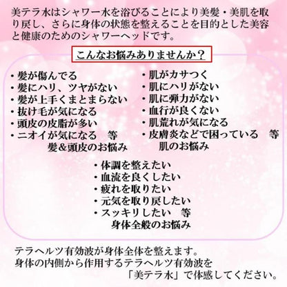 【お取り寄せ★納期 最長 約2週間】テラヘルツ波 シャワーヘッドの最高峰「美テラ水」★美髪・美肌へ　長く美しく 身体全体を整える
