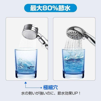 【お取り寄せ★納期 最長 約2週間】シャワーヘッド 節水 塩素除去 角度調整 3段階吐水モード 高水圧 浄水 増圧 止水ボタン 水量調整機能付き シルバー