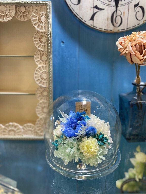 【お取り寄せ★納期 最長 約1ヶ月】プラネットマム リンギク ドーム型プリザーブドフラワー★仏花 お供え キク 菊 リンギク 輪菊 ギフト 母の日