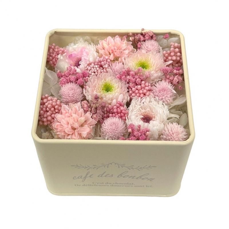 【お取り寄せ★納期 最長 約1ヶ月】カフェdeパリ プリザーブドフラワー★菊 キク ギフト プレゼント 母の日 キャニスター缶