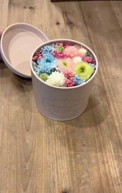 【お取り寄せ★納期 最長 約1ヶ月】カフェdeショコラ プリザーブドフラワー★菊 キク ギフト プレゼント 母の日 キャニスター缶