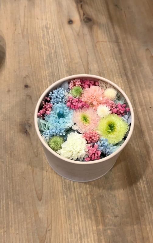 【お取り寄せ★納期 最長 約1ヶ月】カフェdeショコラ プリザーブドフラワー★菊 キク ギフト プレゼント 母の日 キャニスター缶