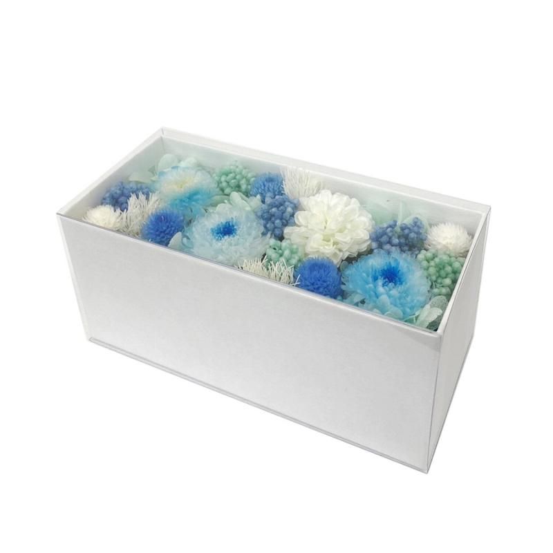 【お取り寄せ★納期 最長 約1ヶ月】花駒 ブルー プリザーブドフラワー 菊 マム★和モダン ボックス ギフト お供え ギフト プレゼント 母の日