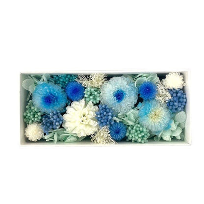 【お取り寄せ★納期 最長 約1ヶ月】花駒 ブルー プリザーブドフラワー 菊 マム★和モダン ボックス ギフト お供え ギフト プレゼント 母の日