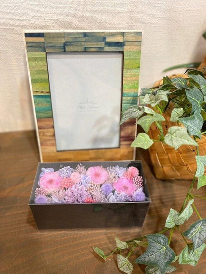 【お取り寄せ★納期 最長 約1ヶ月】花駒 ブルー プリザーブドフラワー 菊 マム★和モダン ボックス ギフト お供え ギフト プレゼント 母の日