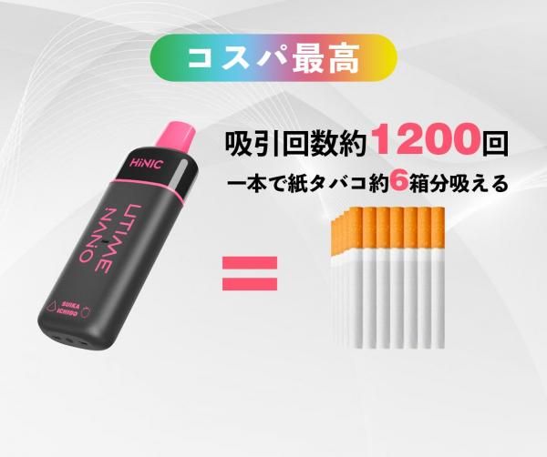 完全使い捨てVAPE Hiliq HiNIC Utime Nano★ハイリク ハイニック/ハイニク ユータイム ナノ 1200回吸引可能