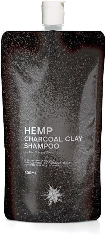 【お取り寄せ★納期 最長 約2週間】野州麻炭Lab 麻炭クレイ シャンプー 300ml★オールインワン 炭シャンプー ボディソープ 洗顔 クレンジング スカルプ ノンシリコン アミノ酸 濃密泡 全身用