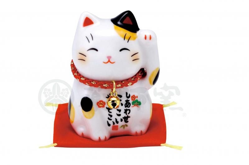 【お取り寄せ★納期 最長 約2週間】彩絵福招き猫(みけ・小)★やきものの街、瀬戸市発祥のブランド！薬師窯！
