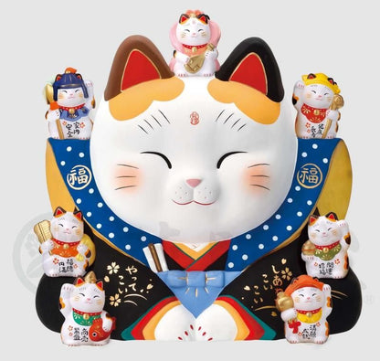 【お取り寄せ★納期 最長 約2週間】錦彩 七福神 福助 招き猫(16号)★やきものの街、瀬戸市発祥のブランド！薬師窯！