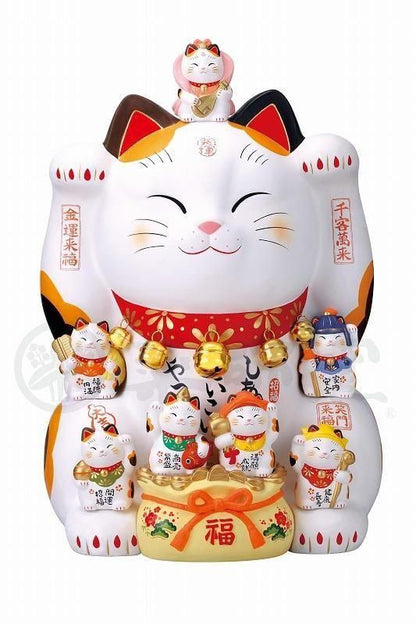 【お取り寄せ★納期 最長 約2週間】錦彩 七福神 招き猫(20号)★やきものの街、瀬戸市発祥のブランド！薬師窯！