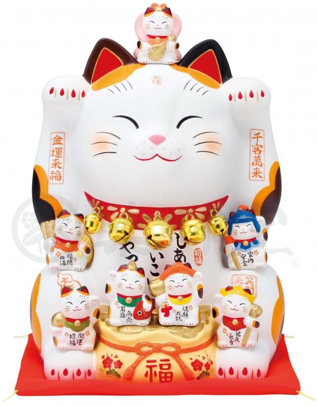 【お取り寄せ★納期 最長 約2週間】錦彩 七福神 招き猫(8.5号)★やきものの街、瀬戸市発祥のブランド!薬師窯!