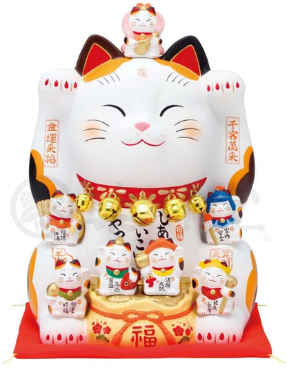 【お取り寄せ★納期 最長 約2週間】錦彩 七福神 招き猫(8.5号)★やきものの街、瀬戸市発祥のブランド!薬師窯!