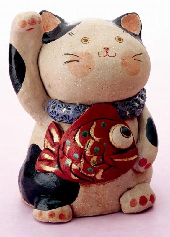 【お取り寄せ★納期 最長 約2週間】民芸 めでたい猫（大）★安心の日本製！クラフトマンハウスの招き猫