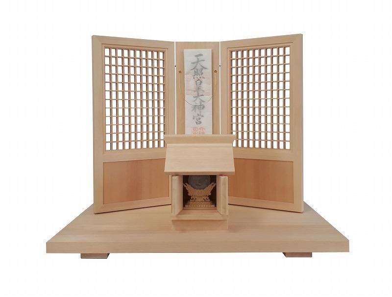 【お取り寄せ★納期 最長 約2週間】神の宮神飾り（木曽ひのき）※神鏡付★日本製！職人の技が光る！神を祀る新しい神棚（カタチ）