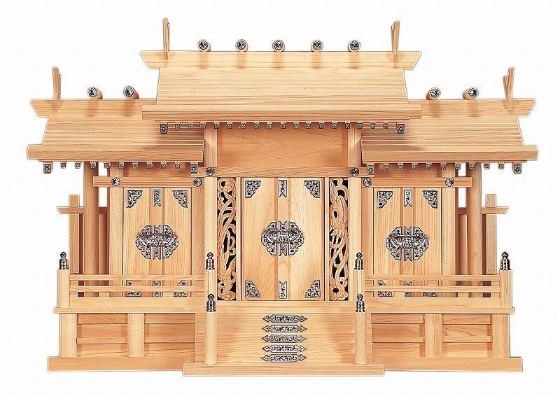 【お取り寄せ★納期 最長 約2週間】鳳凰三社シルバー金具 大・中★安心の日本製！職人の技が光る！スペースに合わせて選ぶ神棚
