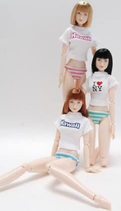 キューティーズ 1/6スケールドール汎用 縞パン３色セット 水色・ピンク・緑 （ドール用衣装）