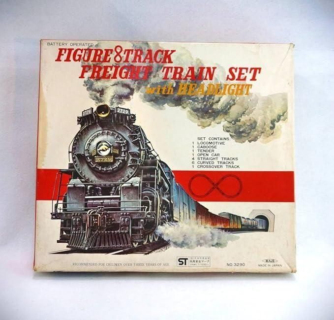 【在庫ラスト1個★即納可能】フィギュア8トラック フリート トレイン セット with ヘッドライト★1970年代 日本製 約50年前 昭和レトロ 当時品 機関車玩具