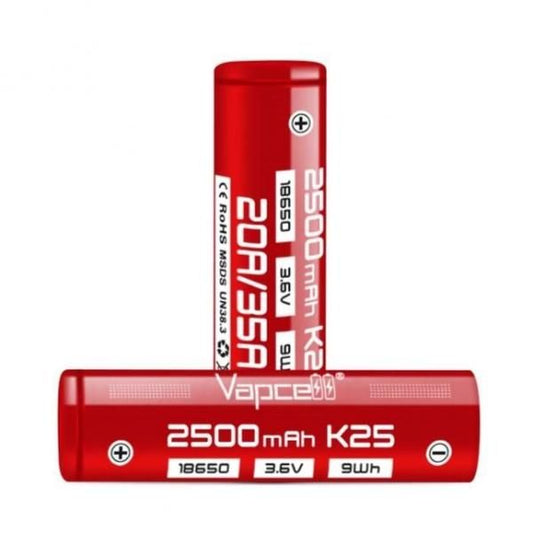 【在庫あり★即納可能】VAPCELL INR 18650バッテリー 2500mah 25A K25 1本販売★電子タバコ vape バッテリー バップセル 18650 バッテリー リチウムイオン 電池