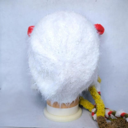 宇宙人ニット帽 エイリアン帽子 ハンドメイド カラフルポンポン 耳あて付き 防寒 個性的 フリーサイズ 小野マッチスタイル邪兄さん愛用 マッ宇人帽子