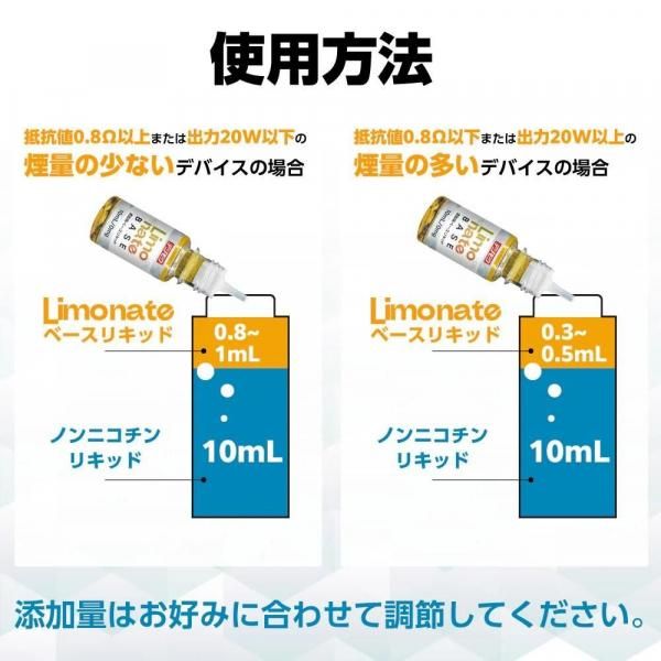 【在庫あり★即納可能】Limonate Base リモネート ベースリキッド 添加用 10ml★吸いごたえ強化 キック感アップ ニコチンゼロ 天然テルペン リモネン ニコチンなし タールなし