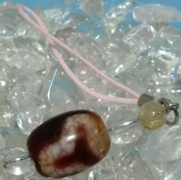 【限定1個】パワーストーン 天然石 ストラップ 龍紋 菩提宝源天珠+ルチルクォーツ+水晶 ストラップ