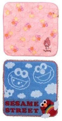 ★入園準備品★ハローキティ・マイメロディ・セサミストリート ミニタオル★良質ハンドタオル★