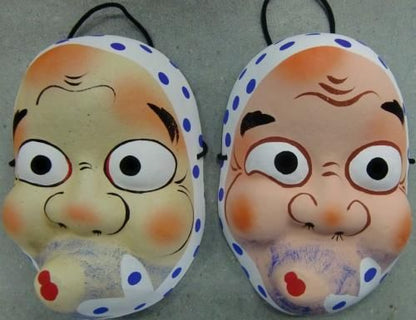 和紙工芸品 張子面 ひょっとこ★ヒョットコ お面(色付/すばり)【新品★未使用品】