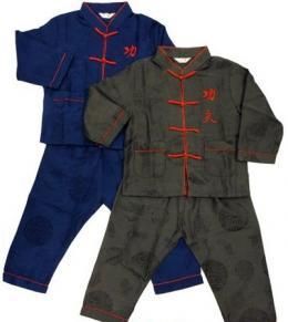【即納】子供用 刺繍功夫スーツ★レーヨン製★ブラック【新品】