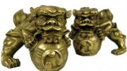 【在庫あり★即納可能】銅製 獅子戯球（小）★風水【新品】