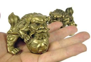 【在庫あり★即納可能】銅製 獅子戯球（小）★風水【新品】