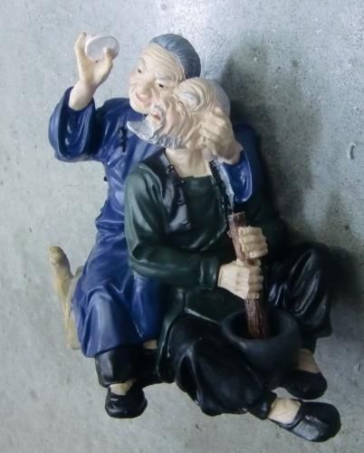 【即納可能】中国 老夫婦 フィギュア 甜在心◆ ポリ完成品 ★いつまでも仲のいい老夫婦の置物【新品】