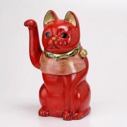招き猫★古色猫★右手(お金)招きで金運アップの招き猫★赤色/金色/黒色★レッド/ゴールド/ブラック【新品★未使用品】