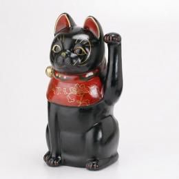 招き猫★古色猫 黒色左★左手(人)招き【新品★未使用品】