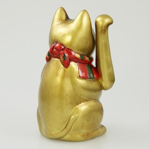 【在庫あり★即納可能】招き猫★大正猫 ゴールド コンパクトサイズ★右手(お金)招きで金運アップの招き猫★古色猫【新品★未使用品】