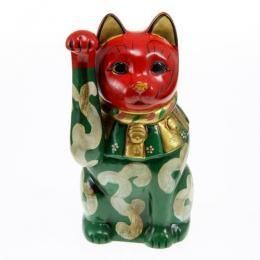 【在庫あり★即納可能】招き猫★古色 唐草猫 コンパクトサイズ★右手(お金)招きで金運アップの招き猫【新品★未使用品】