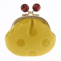 【在庫あり★即納可能】ドット柄 ボンボンがま口 財布：イエロー★サイフ【新品★未使用品】