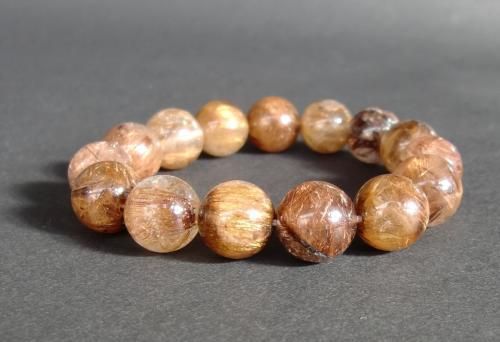 【限定1個のみ在庫あり★即納可能】ルチルクォーツ ブレスレット 13mm～14mm 15粒★天然石★パワーストーン