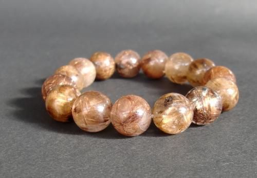 【限定1個のみ在庫あり★即納可能】ルチルクォーツ ブレスレット 13mm～14mm 15粒★天然石★パワーストーン