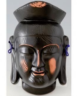 【在庫あり★即納可能】陶器製 吉祥面 弥勒菩薩 小サイズ★仏面★仏像お顔★招福喜楽★お目出度い縁起の置物【新品★未開封品】