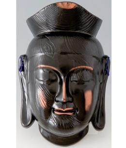 【在庫あり★即納可能】陶器製 吉祥面 弥勒菩薩 大サイズ★仏面★仏像お顔★招福喜楽★お目出度い縁起の置物【新品★未開封品】