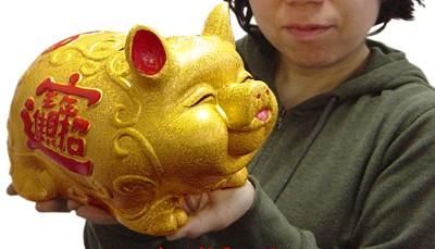【在庫あり★即納可能】上級 金豚 貯金箱★風水バンク【新品】