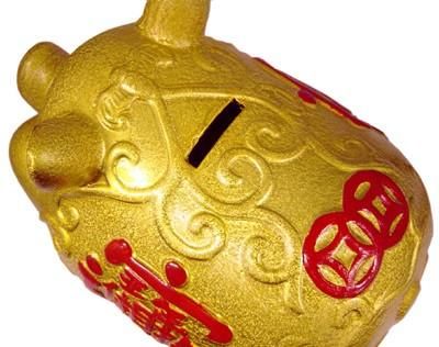 【在庫あり★即納可能】上級 金豚 貯金箱★風水バンク【新品】