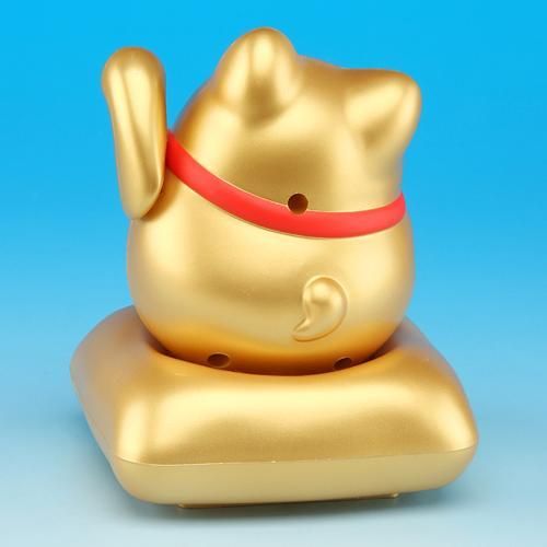 【在庫あり★即納可能】まるまる幸せ 招き猫 ゴールド★金色(金運)+左手(人)招き【新品★未使用品】ソーラー