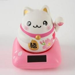 【在庫あり★即納可能】まるまる幸せ 招き猫 桜(ピンク)★左手(人)招き ソーラー【新品★未使用品】