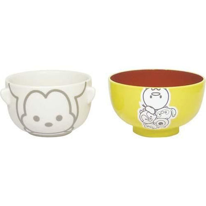 【在庫あり★即納可能】ディズニー ツムツム 汁椀茶碗セット イエロー/ピンク★TSUMUTSUMUキャラのキッズ用お椀と茶碗のセット♪【キャラクターグッズ★雑貨】