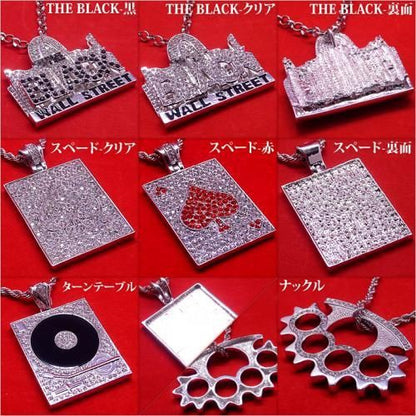 ネックレス ナックル/スペード/ターンテーブル/THE BLACKなど選べるHIPHOP人気モチーフ全6デザイン★豪華ラインストーン★ブリンブリン【新品★未使用品】